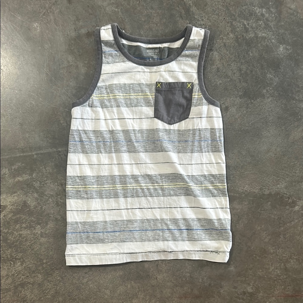 Striped Gray and White Kids Tank Top